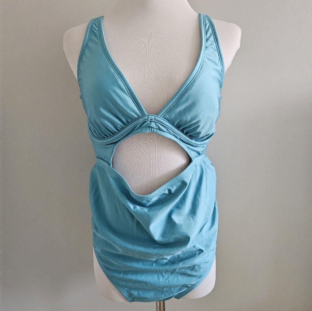 Ingrid & Isabel | Turquoise Cutout One-Piece Maternity Swimsuit